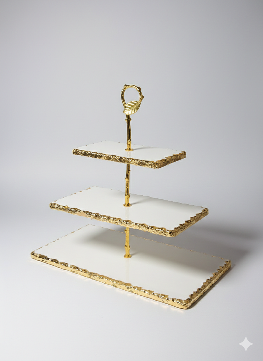 ✨ ستاند تقديم فاخر بثلاث طبقات ✨ يزين طاولتك ويخلي ضيوفك يعجبهم التقديم تاعك 💛