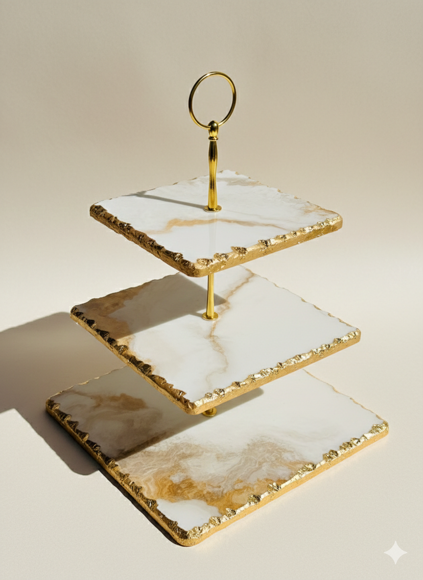 ✨ ستاند تقديم فاخر بثلاث طبقات ✨ يزين طاولتك ويخلي ضيوفك يعجبهم التقديم تاعك 💛